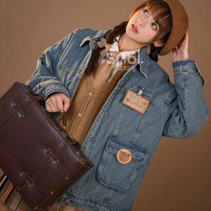 Bear Bakery Denim Jacket With Lamb Velvet Lining (Hood is Detachable)